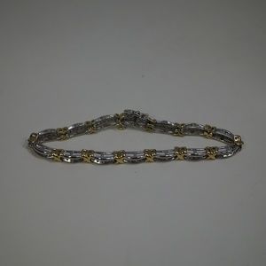 10K Two Tone Gold 7" Genuine Diamond Bracelet